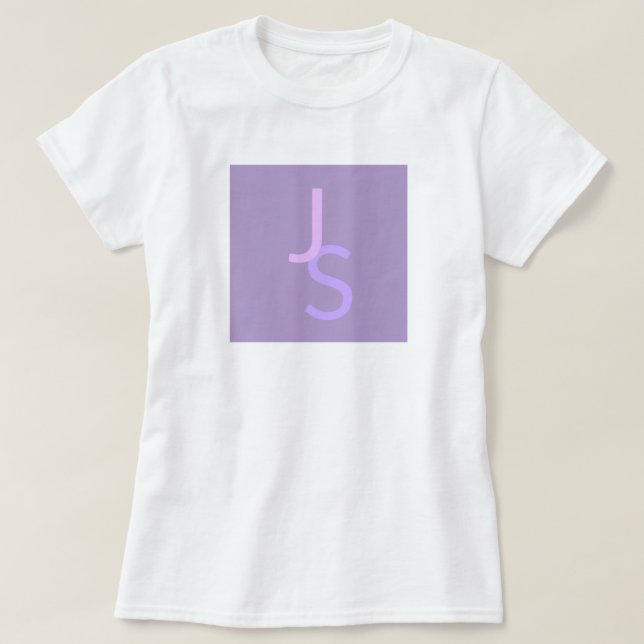 Modern överlappande monogrammed Initialer | Lila T Shirt (Design framsida)