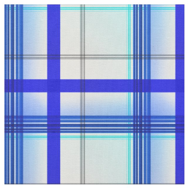 Modern övertoning Plaid Check Azure Blue Tones Tyg (Närbild)