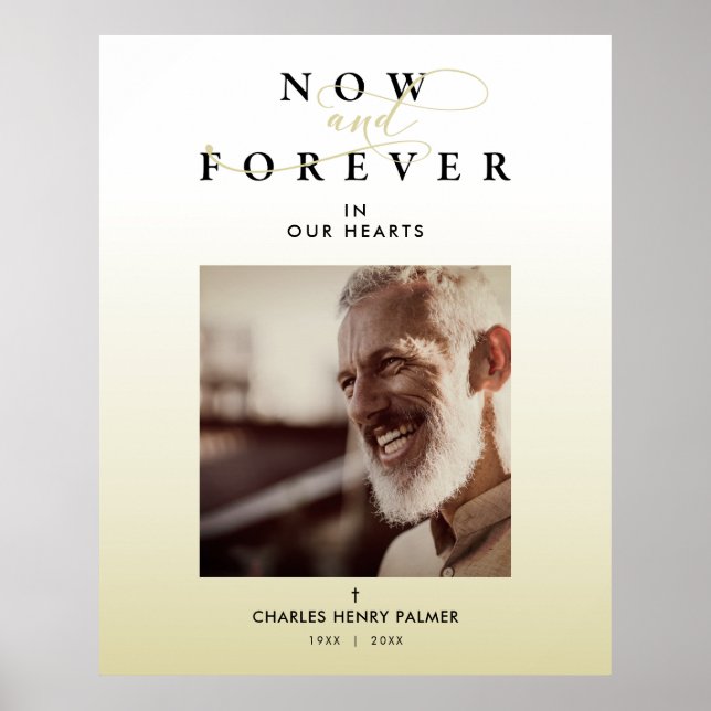 Modern övertoningsminimalistisk fotobegravningstjä poster (Framsidan)