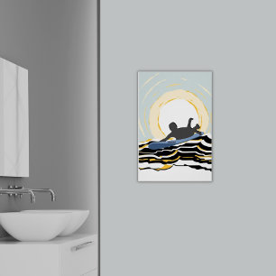 Modern Paddling Surfer vid solnedgången Poster