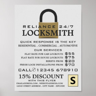 Modern Padlock, Locksmith-reklam Poster