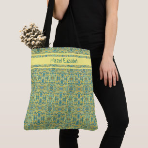 Modern Påfågelblå Mönster Tote Bag Tygkasse