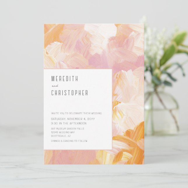Modern Paint Abstrakt Bröllop Inbjudningar (Stående Fram)