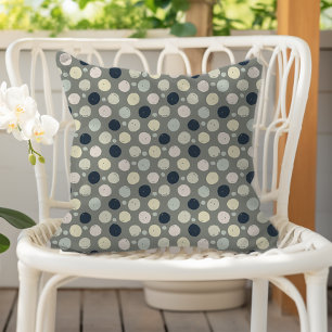 Modern Paint Dots Sagegrön Marinblå Pastell Kudde