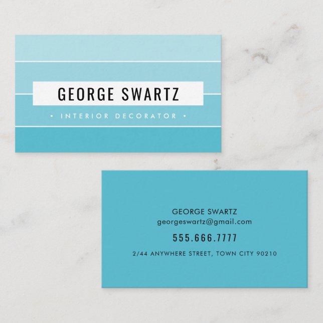 MODERN PAINT SWATCH simple fold himlar aqua blue Visitkort (Fram/baksida)