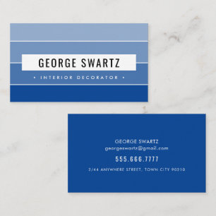 MODERN PAINT SWATCH simple fold royal blue black b Visitkort