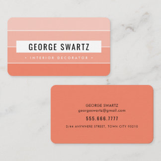 MODERN PAINT SWATCH - svart enkel fet orange Visitkort