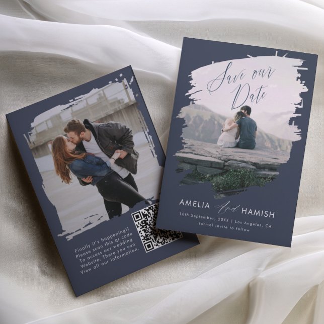 Modern Painted Photo Save the Date Wedding Spara Datumet (Skapare uppladdad)