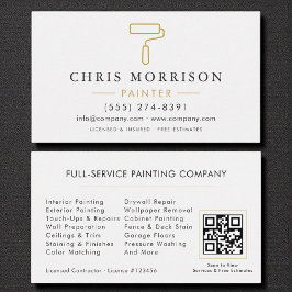 Modern Painter White Gold QR Code Visitkort