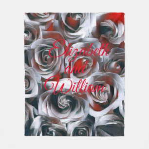 Modern Painting Black White Silver and Red Roses Fleecefilt