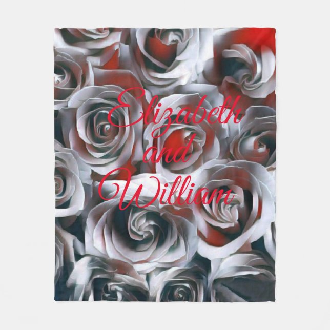 Modern Painting Black White Silver and Red Roses Fleecefilt (Framsidan)