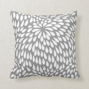 Modern Paisley blomma i grå färg och vit Kudde