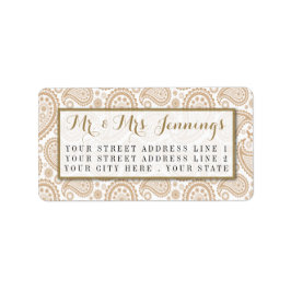 Modern Paisley Bröllop-samlingen - Brown Adressetikett