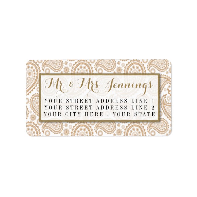 Modern Paisley Bröllop-samlingen - Brown Adressetikett (Framsidan)