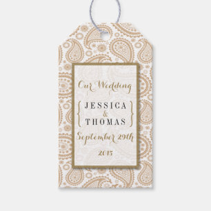 Modern Paisley Bröllop-samlingen - Brown Presentetikett