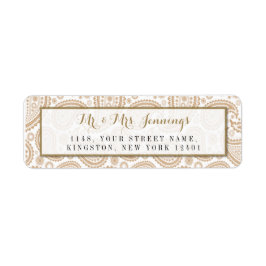 Modern Paisley Bröllop-samlingen - Brown Returadress Etikett