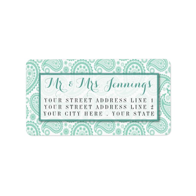 Modern Paisley Bröllop-samlingen - Grönten Adressetikett (Framsidan)
