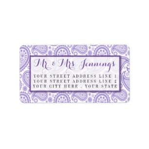 Modern Paisley Bröllop-samlingen - Lila Adressetikett