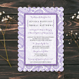 Modern Paisley Bröllop-samlingen - Lila Inbjudningar