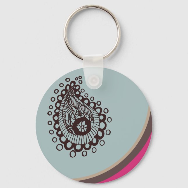 Modern Paisley Keychain Nyckelring (Framsida)