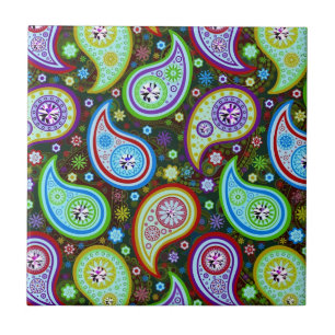 Modern Paisley Mönster 4-Diamond Studs Kakelplatta
