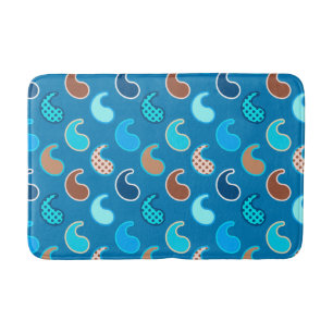Modern Paisley mönster, Cerulean Blue, Tan & Aqua Badrumsmatta