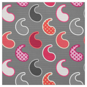 Modern Paisley mönster, Coral, Rosa på Grått/Grått Tyg