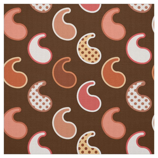 Modern Paisley mönster, Earth Tones, Cocoa Brown Tyg (Provkarta)