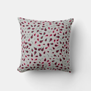 Modern Paisley Red & Grått Dekorativ kudde
