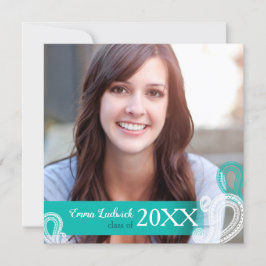 Modern Paisley Studenten fotomeddelande Inbjudningar