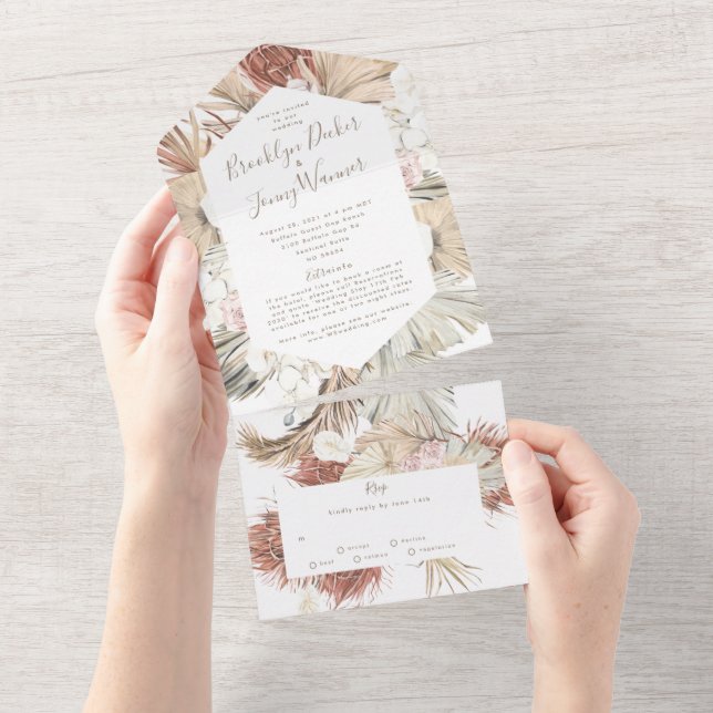Modern Pampas Boho Blommigt Tropical Desert Bröllo (Avrivbar del)