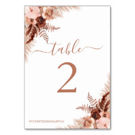 Modern Pampas Grass Bohemian Terracotta Bröllop Bordsnummer