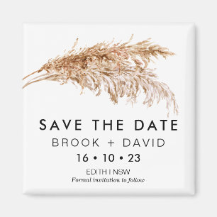 Modern Pampas Grass Bröllop spara datum Magnet