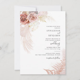 Modern Pampas Grass Script Torkade Handflatan Bröl Inbjudningar
