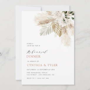 modern pampas greenery boho blommigt rehearsal inbjudningar