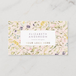 Modern Pampas Vår Wildblommor Logotyp Cream Visitkort