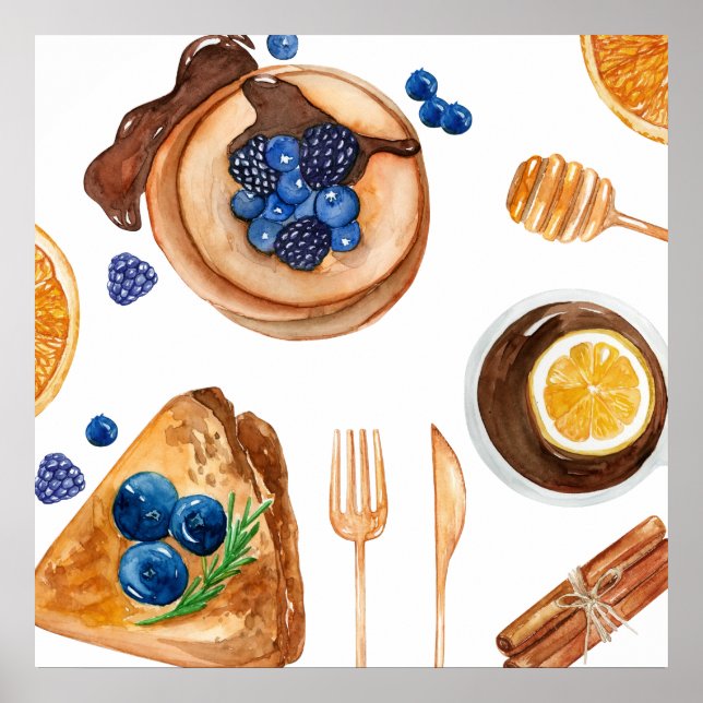 Modern Pancakes Kitchen Beauty Breakfast Poster (Framsidan)