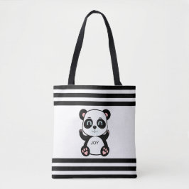 Modern Panda Bear & Black White Stripe Tygkasse
