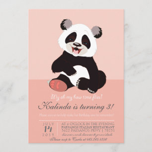 Modern Panda Bear Rosa-inbjudan Inbjudningar