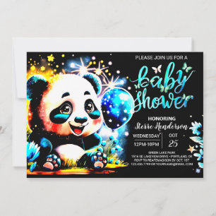 Modern Panda Wonderland Journey Boy Shower Inbjudningar