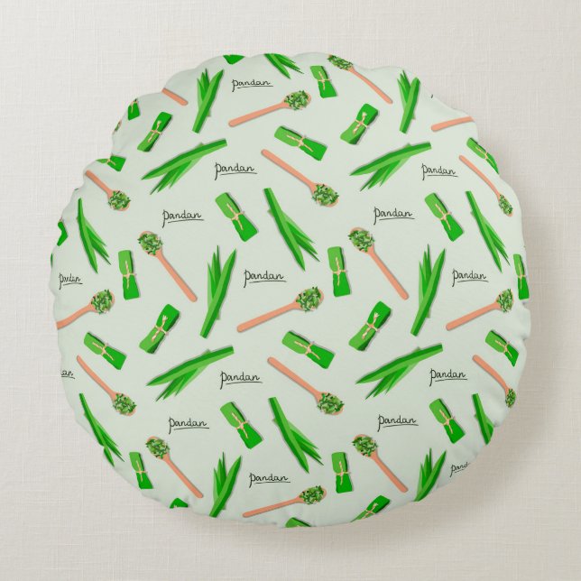 Modern Pandan Leaf Pattern Rund Kudde (Framsidan)