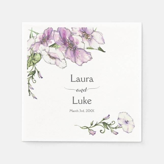 Modern Pansy Bröllop Pappersservett (Framsidan)