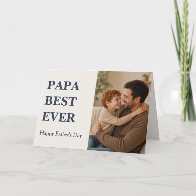 Modern PAPA BÄST NÅGONSIN Fotokort - Fars dag Kort (Framsida)