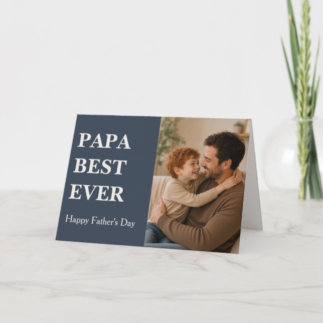 Modern PAPA BÄST NÅGONSIN Fotokort - Fars dag Kort (Framsida)