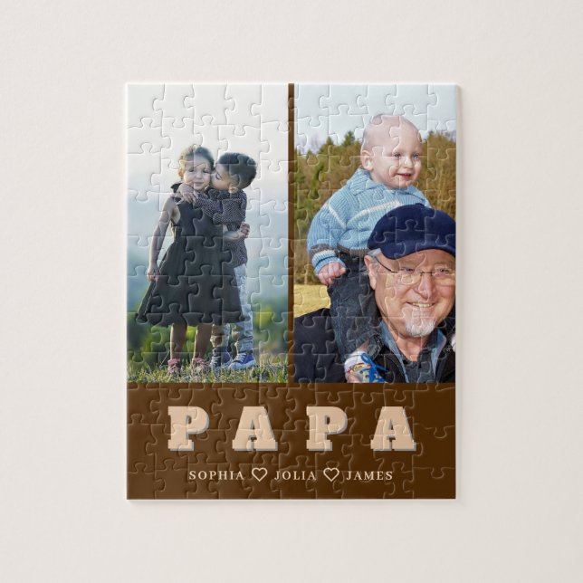Modern Papa Puzzle with Grandkids’ Photos Pussel (Vertikal)
