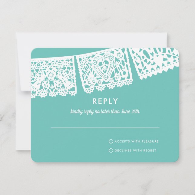 Modern Papel Picado Anpassningsbar Färg | BRÖLLOP  OSA Kort (Framsida)