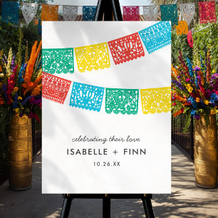 Modern Papel Picado Bröllop Sign Poster