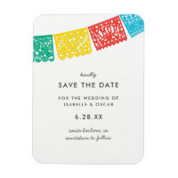 Modern Papel Picado Bröllop spara datum