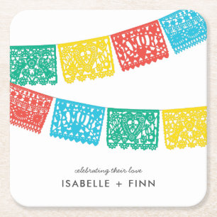 Modern Papel Picado Bröllopsfest för bruden Underlägg Papper Kvadrat