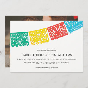 Modern Papel Picado Bröllopsinbjudan Inbjudningar